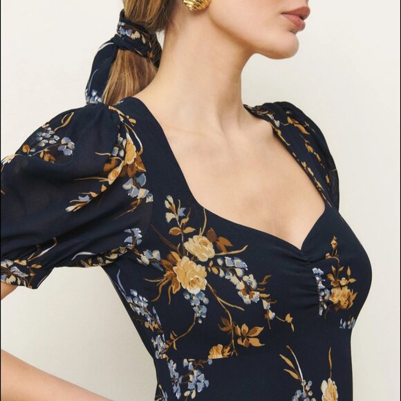 Reformation Chrissie Dress Blue - Size 6 - Picture 3 of 4